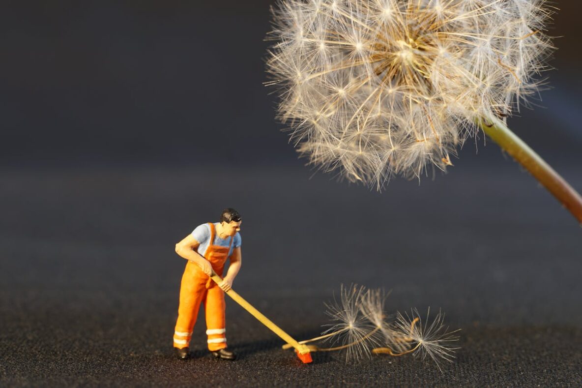 Miniature Man Sweeping